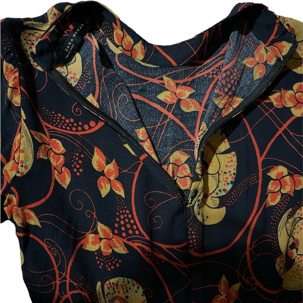 Zara Floral Printed Flounce Dress XS - Picture 5 of 6